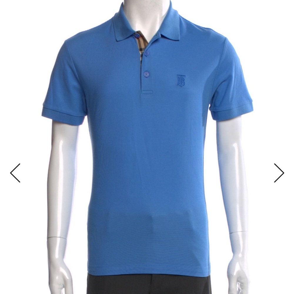 Burberry Blue Short Sleeve Polo — Size S